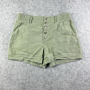 Knox Rose Shorts Womens Large Green Button Front Cargo Stretch Waist Soft 4"*
